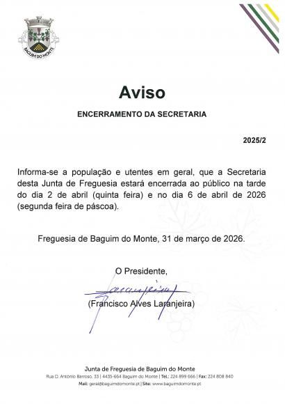 ENCERRAMENTO DA SECRETARIA