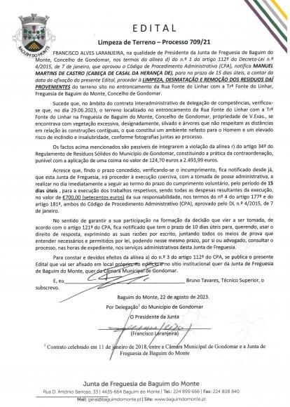 EDITAL - LIMPEZA DE TERRENO (PR&ordm; 709/23)